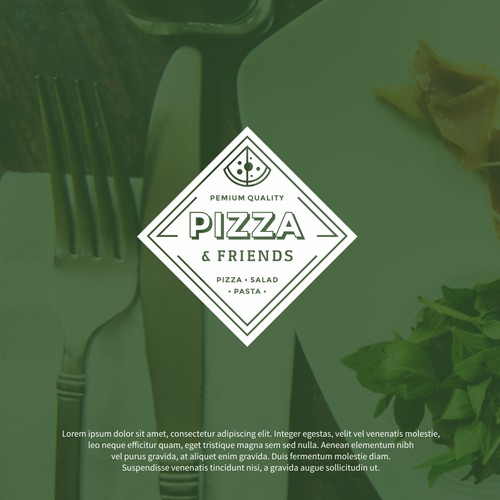 Pasta logo with the title 'Pizza and friends'