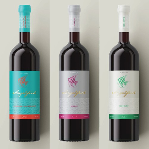 Mockup label with the title 'Nuove proposte di etichette per Azienda vitivinicola Australiana'