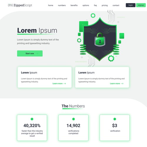 Security website with the title '1 page website for a software Startup'