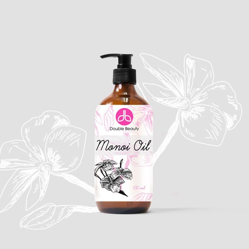 Feminine packaging with the title 'labels for body oil'