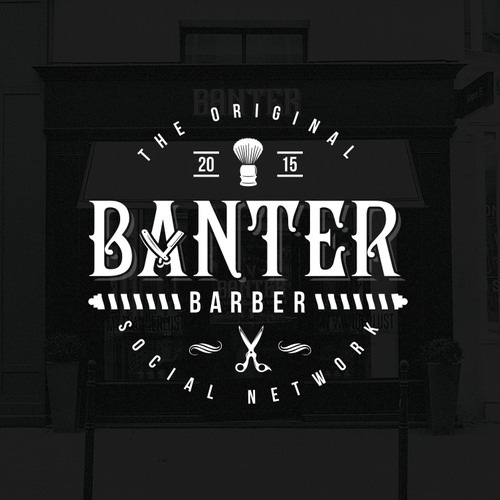 Shaving design with the title 'Logo for BANTER - local barber lounge.'