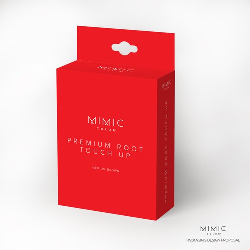 Red packaging with the title 'Simple and bold design for cosmetic product'