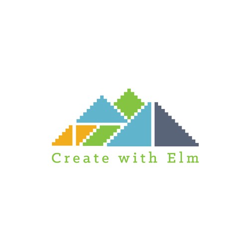 Pixel art design with the title 'Create with Elm'