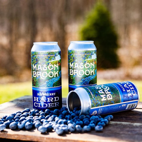 Cider label with the title 'Mason Brook Hard Cider can design'