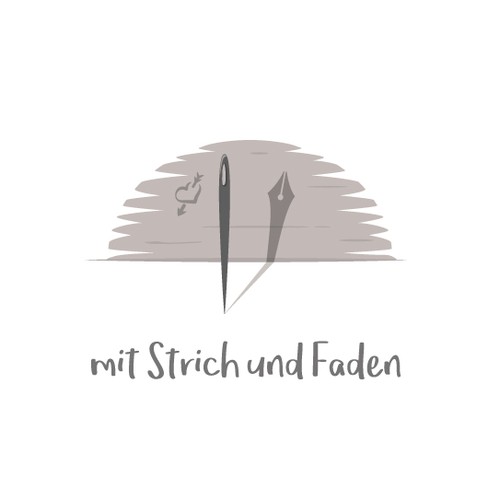 Wall design with the title 'mit Strich und Faden (with Line and Thread)'