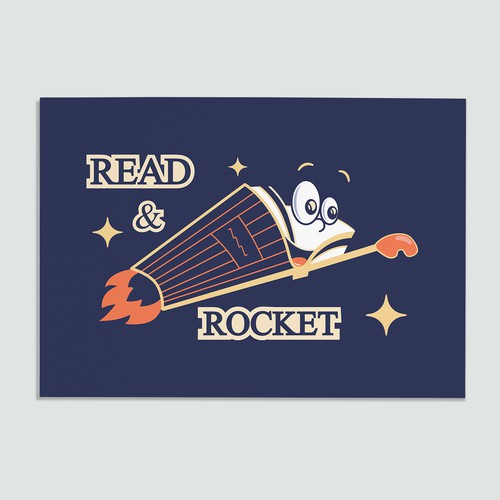 Knowledge logo with the title 'Flying book - cartoon logo'