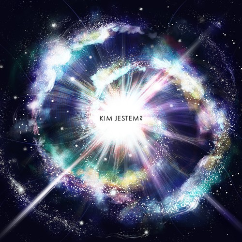 Galaxy design with the title 'kim jestem illustration'
