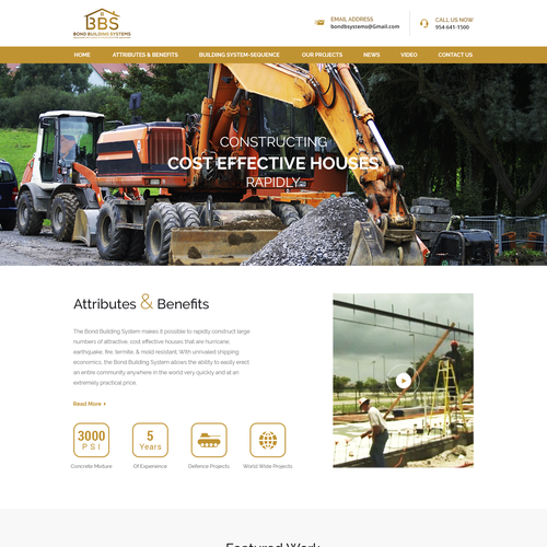 Building website with the title 'Design for Construction company'