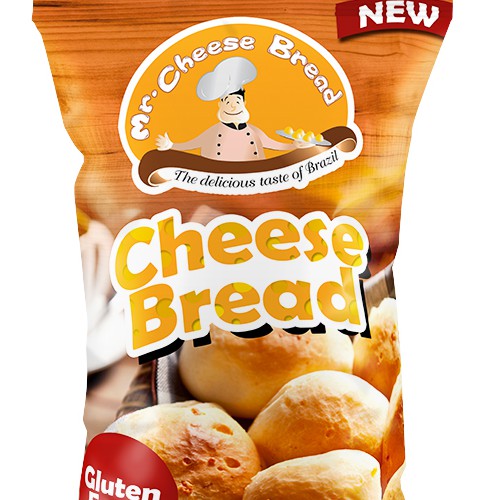 Bread packaging with the title 'Create eye-catching design for Mr.Cheese bread- a Brazilian company!'