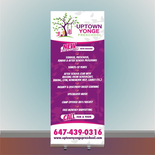 New design with the title 'Retractable banner sign for after school club'