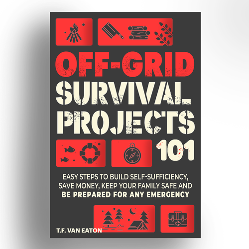Experimental design with the title 'Off Grid Survival Book Cover'