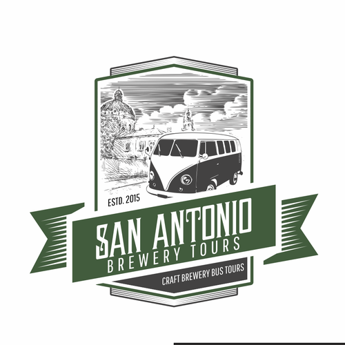 Bus logo with the title 'San Antonio Brewery Tours logo suggestion'