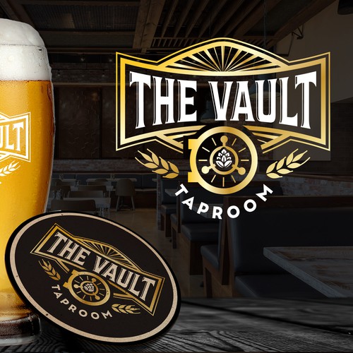 Vault logo with the title 'The Vault Taproom'
