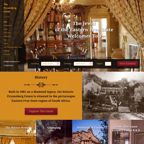 Retro website with the title 'Website for the Prynnsberg Estate'