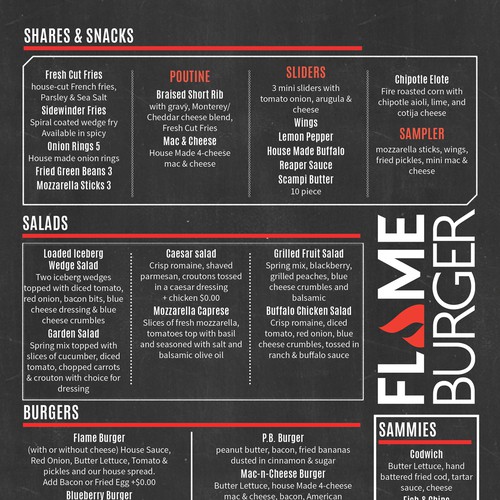 Burger design with the title 'Modern, clean menu'