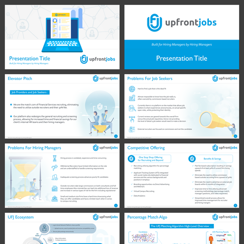 Pitch deck design with the title 'A pitch Deck for a Social Platform dedicated to Job Seekers & Hiring Managers'