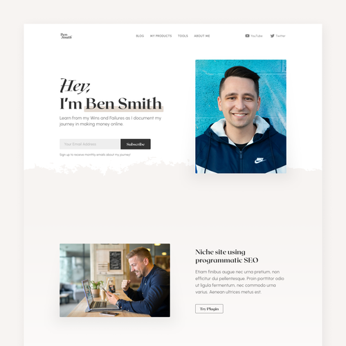 Marketing website with the title 'Simple landing page concept'