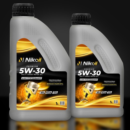 Creative label with the title 'Nikoil Oil Packaging Alternative'