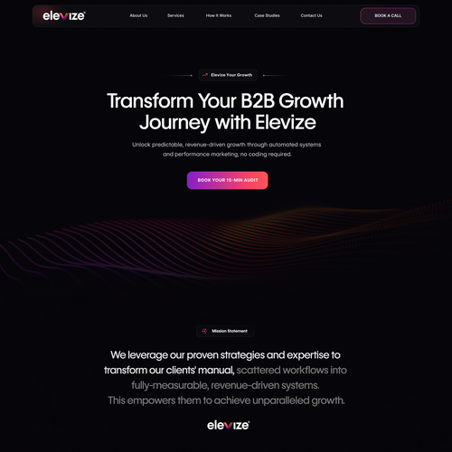 Marketing website with the title 'Elevize Web Design Concept'