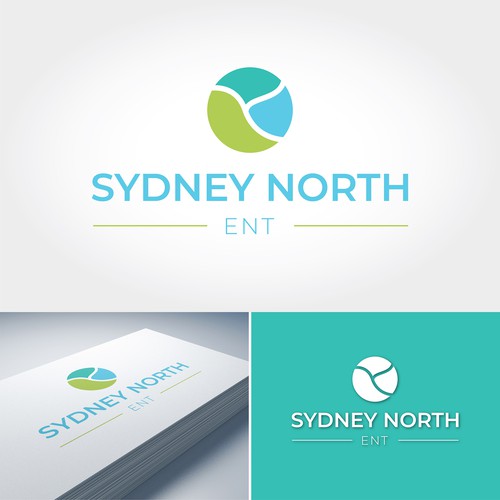 Turquoise logo with the title 'Logo design for ENT clinic'