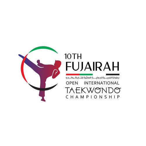 Championship logo with the title 'Fujairah 10th taekwondo championship'