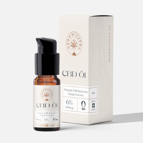 Oil packaging with the title 'CBD Oil organic modern design'