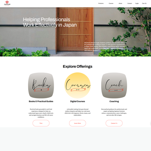 Consulting design with the title 'Website - Japan Life Coach'