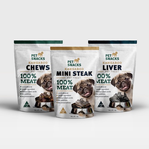 Pouch design with the title 'Retail Packaging For Pet Treats Company'