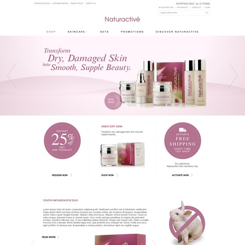 Contemporary website with the title 'Website design for a cosmetic business'