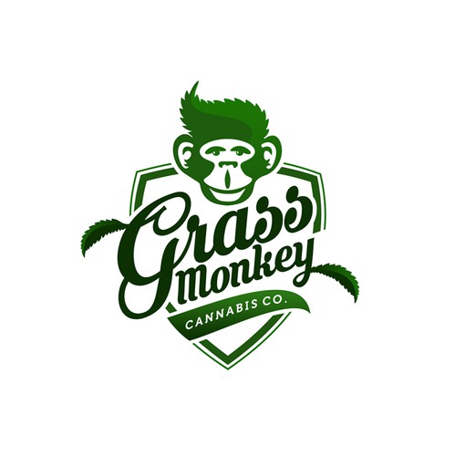 Edibles logo with the title 'Grass Monkey Cannabis Company Logo Design'