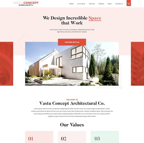 Mobile-first design with the title 'Custom Wordpress Website for Architectural Company '