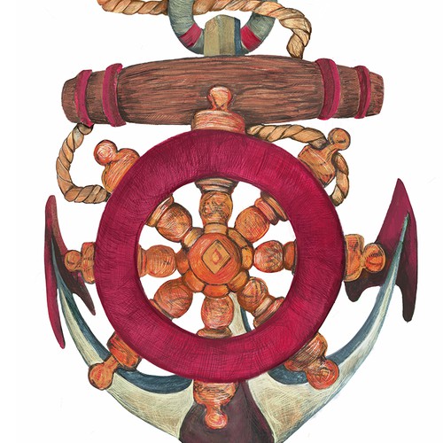 Digital artwork with the title 'Handmade Nautical Illustration'