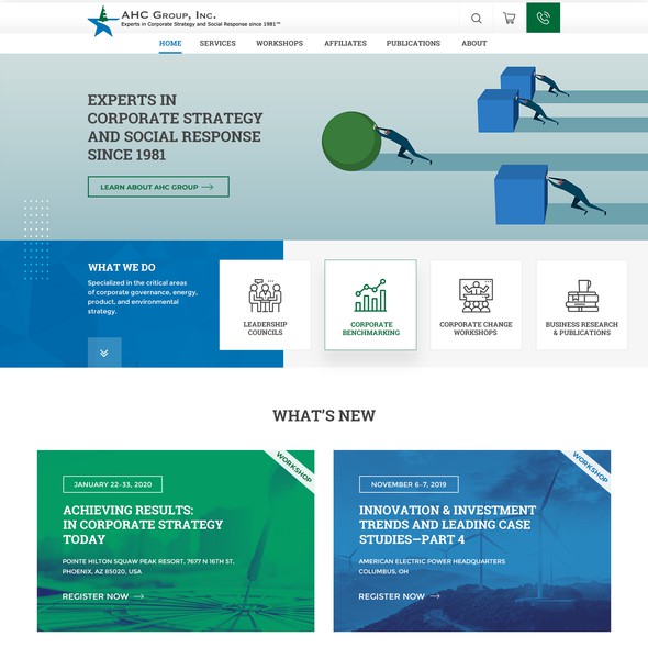 Entrepreneur website with the title 'Web page design for Experts in Corporate Strategy & Social Response'