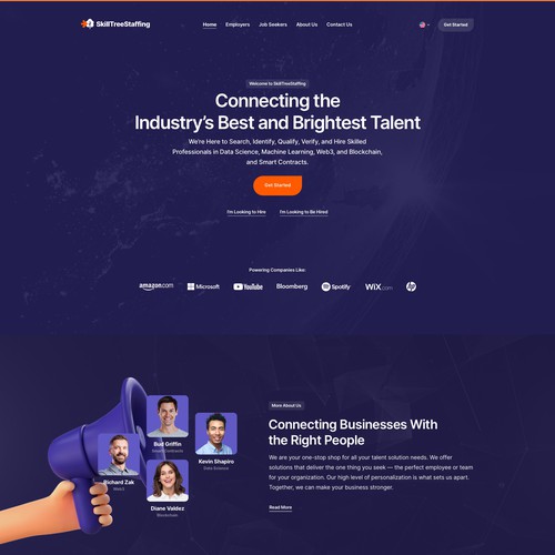 Sketch website with the title 'Skill Tree Staffing Agency'