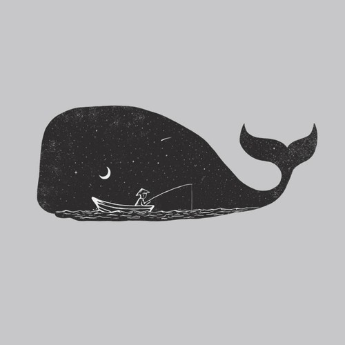 Whale design with the title 'Night Fishing'