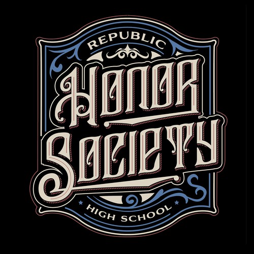 Badge t-shirt with the title 'Honor society'