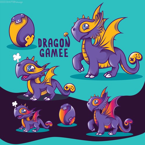 Cartoon design with the title 'dragon mascots'