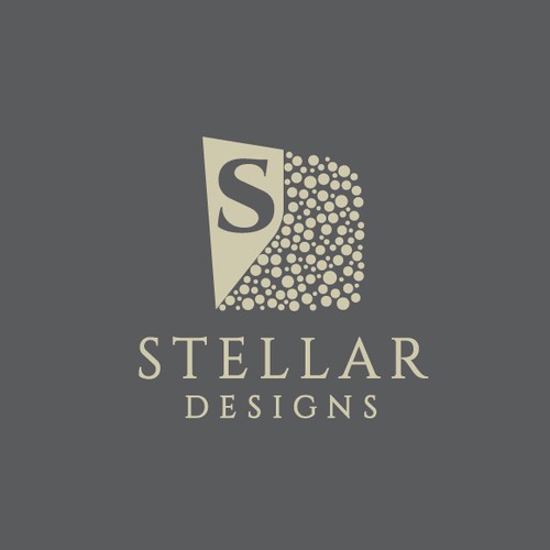 Satellite design with the title 'Logo Concept for Stellar Designs'