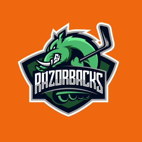 Green and orange logo with the title 'Hockey Team Logo'