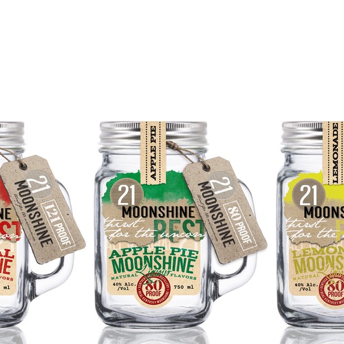 Creative label with the title 'Moonshine Packaging'
