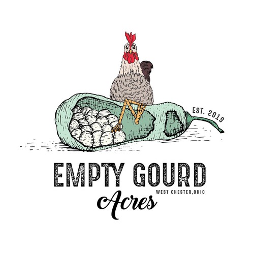 Egg logo with the title 'Hand drawn agriculture logo'