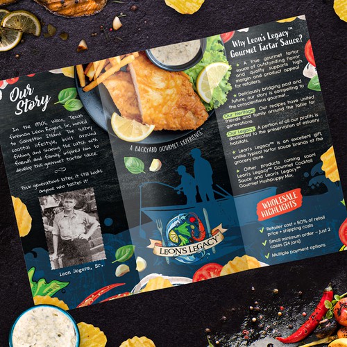 Catalogue design with the title 'Trifold brochure for Tartar sauce'