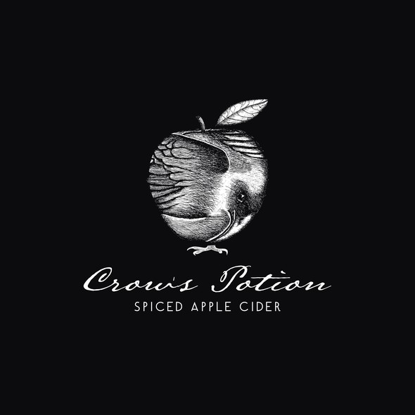 Raven design with the title 'Playful Logo Concept for Apple Cider'