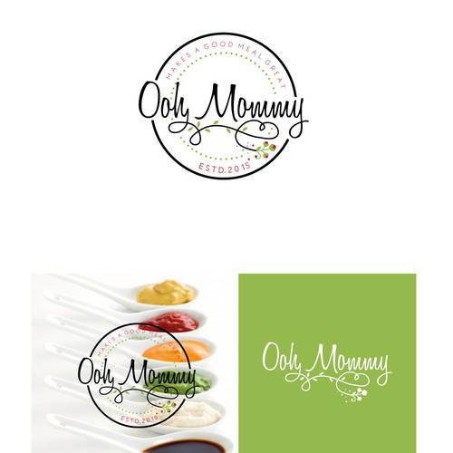 Green and red logo with the title 'Emblem sauces logo'