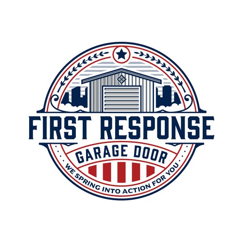 Garage design with the title 'First Response Garage Door'