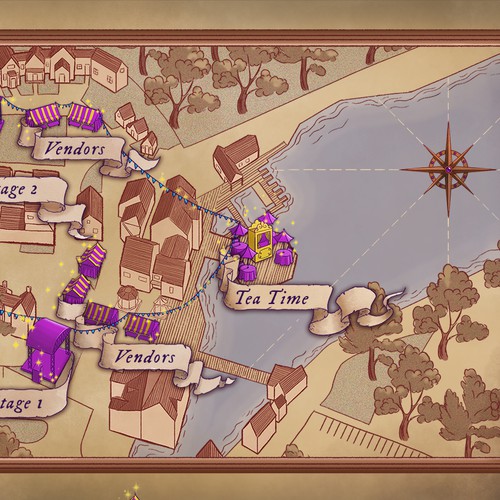 Event illustration with the title 'Festival map in fantasy style'