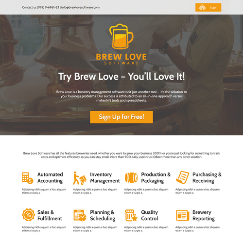 Admin design with the title 'Brew Love - Software'