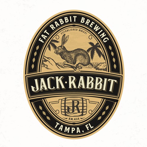 Apollo drawing logo with the title 'JackRabbit Beer Label'