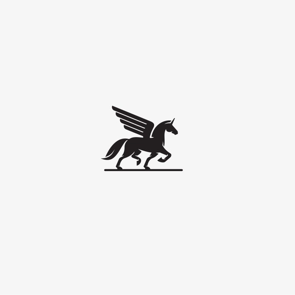 Pegasus design with the title 'Timeless, simple and elegant unicorn themed logo'