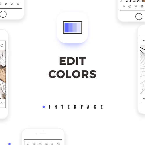 IPhone design with the title 'Photo editing app'